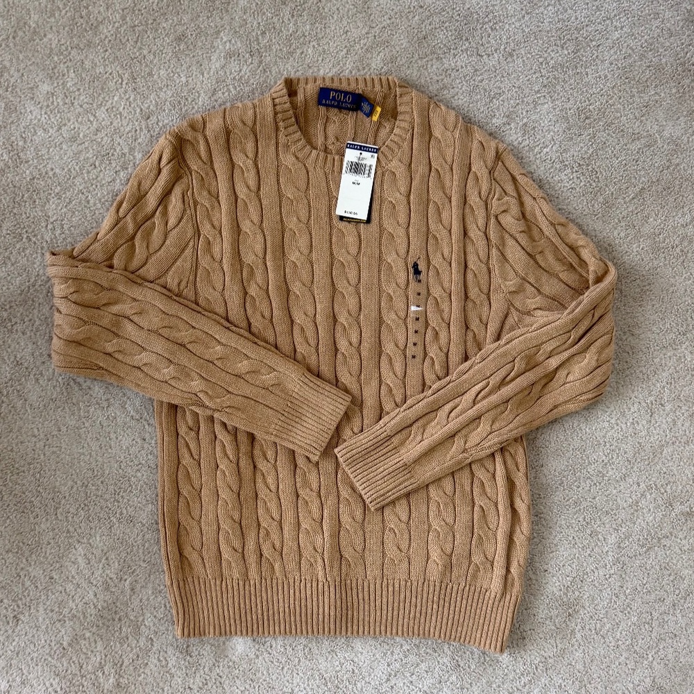Polo Ralph Lauren Cable Knit 100% Cotton Sweater - Men’s Medium - Brown